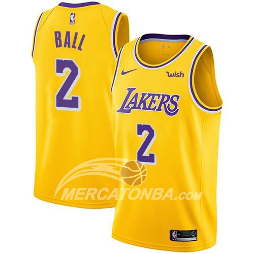 Maglia NBA Los Angeles Lakers Lonzo Ball Icon 2018 Giallo